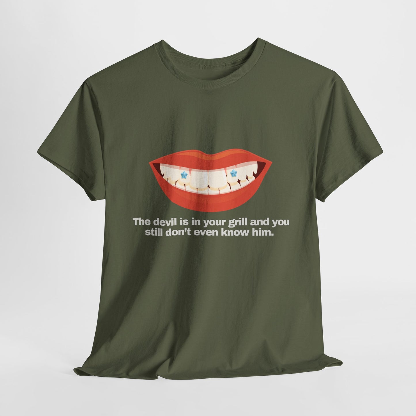 Gravitee 100% Cotton Graphic Adult T-Shirt | THE DEVIL IS IN YOUR GRILL
