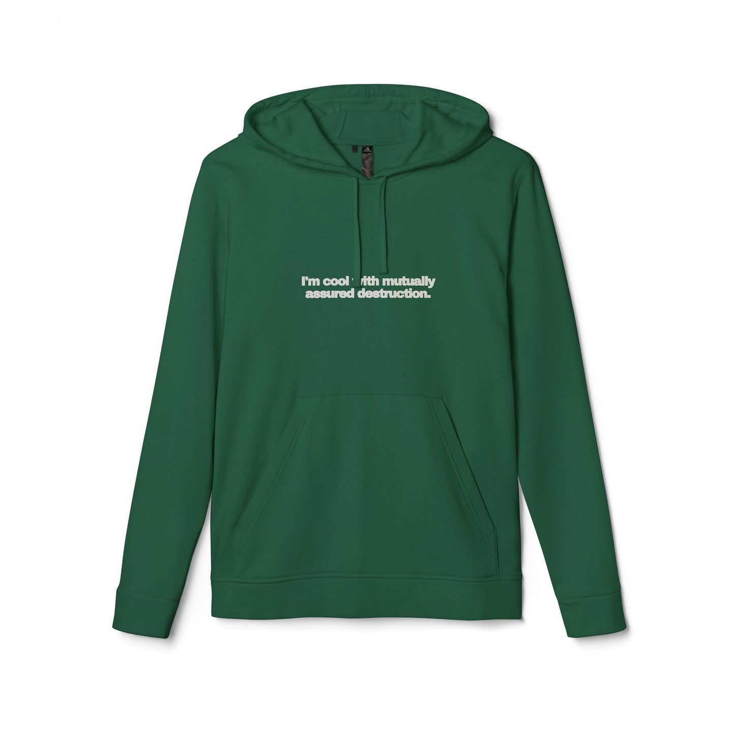 adidas® Personalized Unisex Fleece Hoodie by Gravitee |  I'M COOL WITH MUTUALLY ASSURED DESTRUCTION