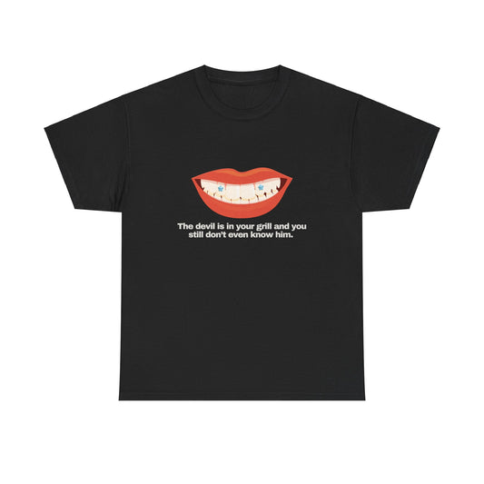 Gravitee 100% Cotton Graphic Adult T-Shirt | THE DEVIL IS IN YOUR GRILL