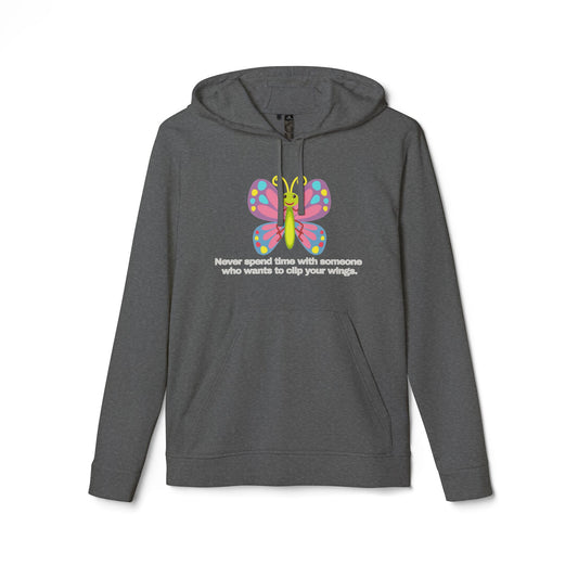 adidas® Personalized Unisex Fleece Hoodie by Gravitee | NEVER SPEND TIME WITH SOMEONE WHO WANTS TO CLIP YOUR WINGS